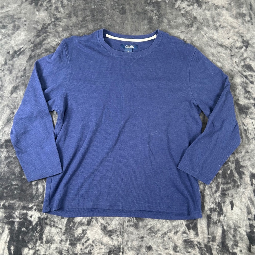 Chaps Sleepwear Thermal Shirt Mens XL Blue Long Sleeve Waffle Knit Top